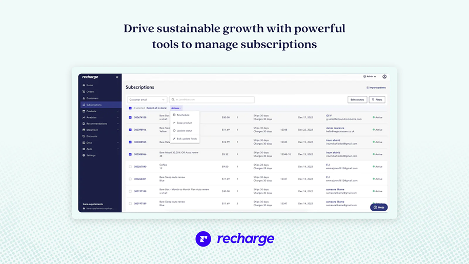 Recharge Subscriptions