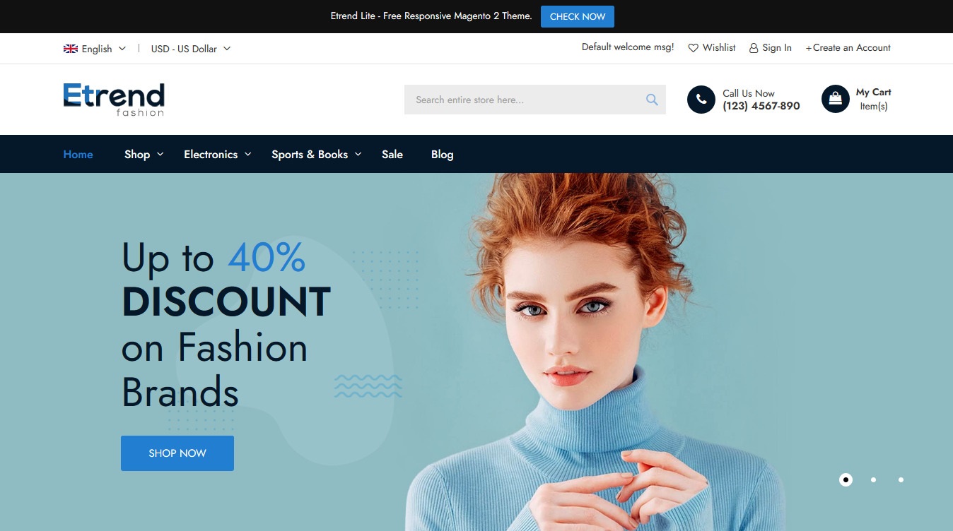 Etrend Lite theme for Magento 2 Etrend Lite theme for Magento