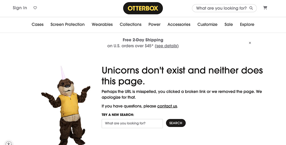 Best 404 Page Examples - Otterbox