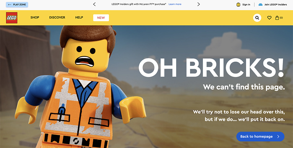 Best 404 Page Examples - Lego