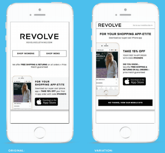 AB Test Example - Mobile Splash Page AB Test Example - Mobile Splash Page