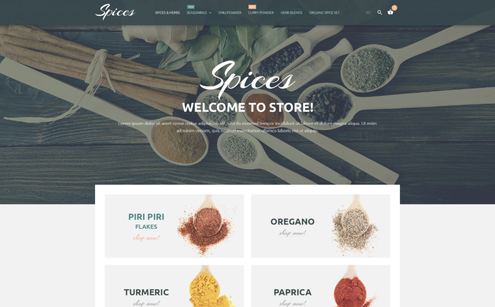 Herbs & Spices Online Shop Magento Template