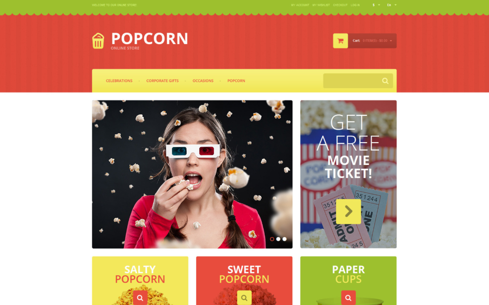 Popcorn Delivery Website Magento Template