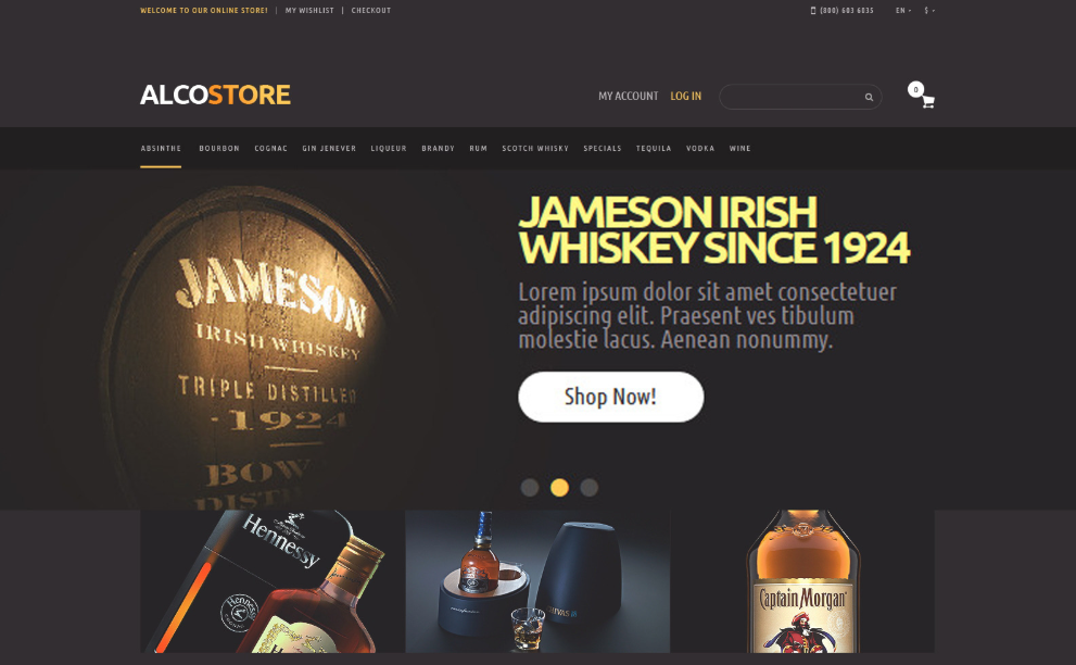 Spirituous Drinks Online Store Magento Theme