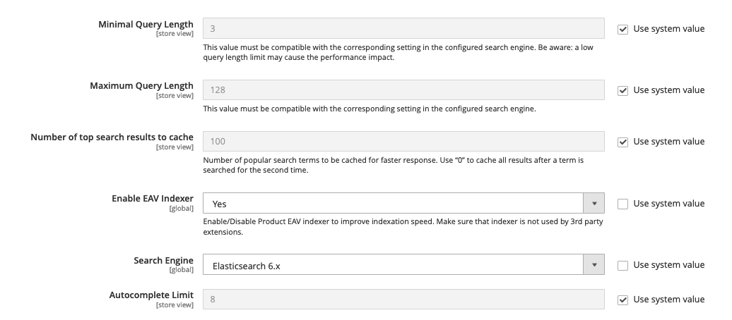 magento 2 elasticsearch settings