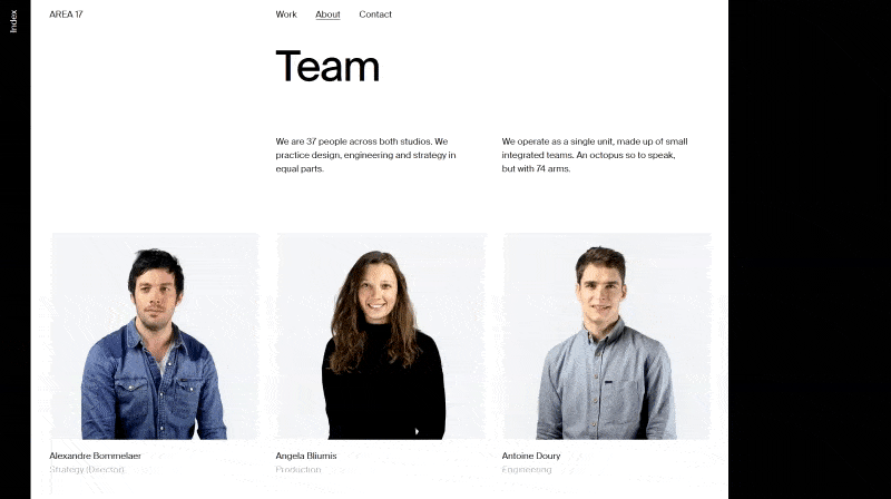 area 17 meet the team page example area 17 best website team page