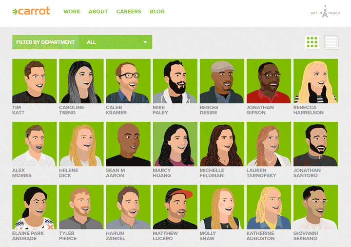 carrot creative meet the team page example carrot creative meet the team page