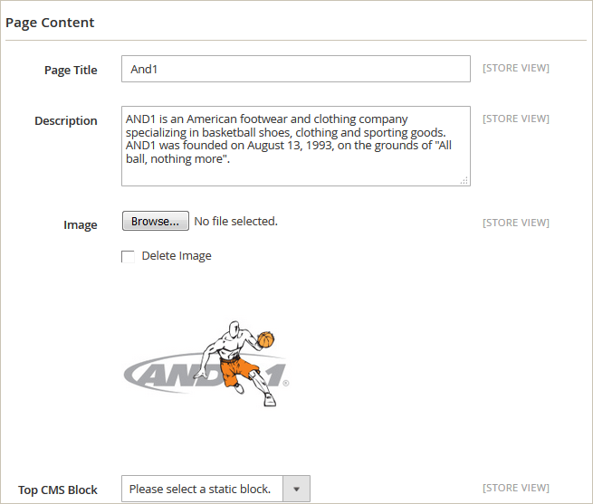 navigation m2 attribute page content new