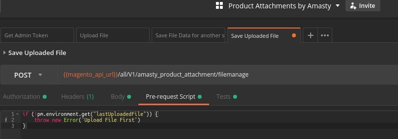 the help of a pre-request script in magento