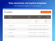 efficiently manage pdf templates in a handy grid