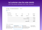 View the order details including the store address directly from the account