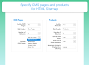 specify cms pages and products for html sitemap
