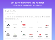 display the number of available products for each brand
