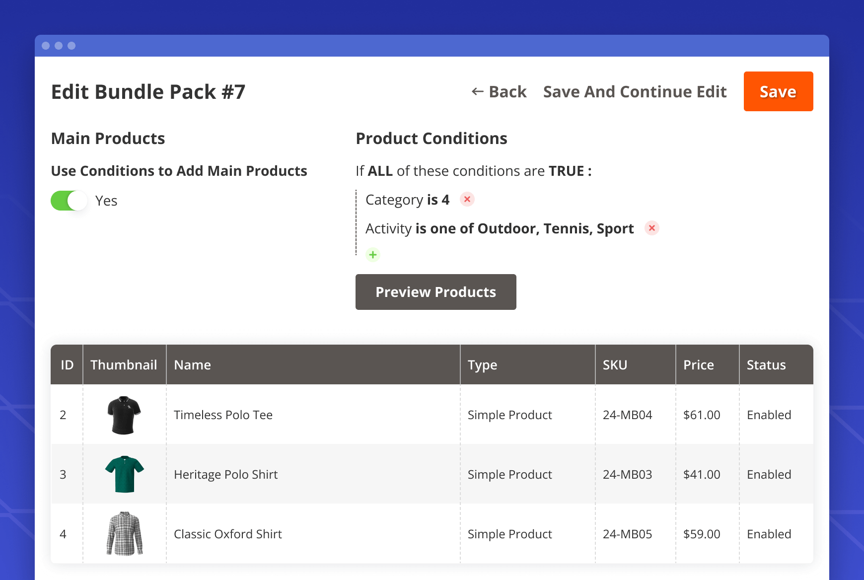 add conditions to bundle