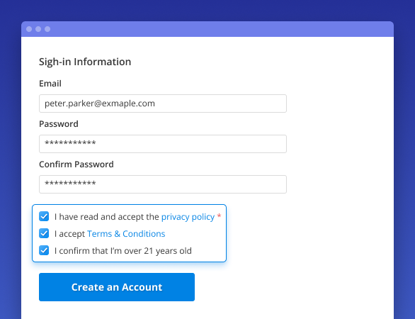 gdpr privacy checkboxes