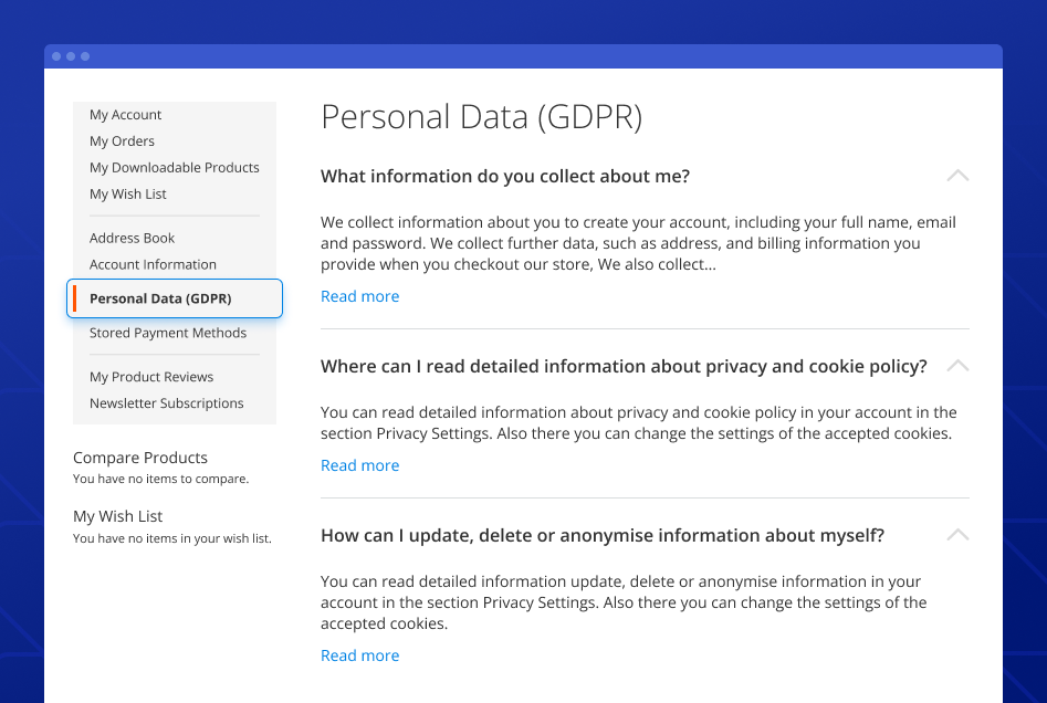 gdpr data deletion configuration