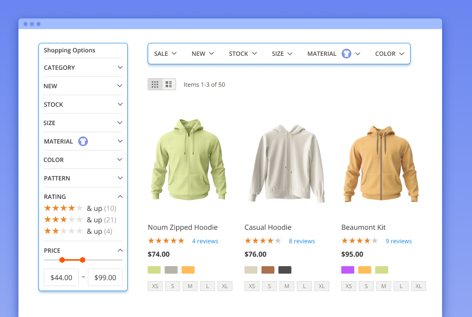  magento 2 horizontal layered navigation