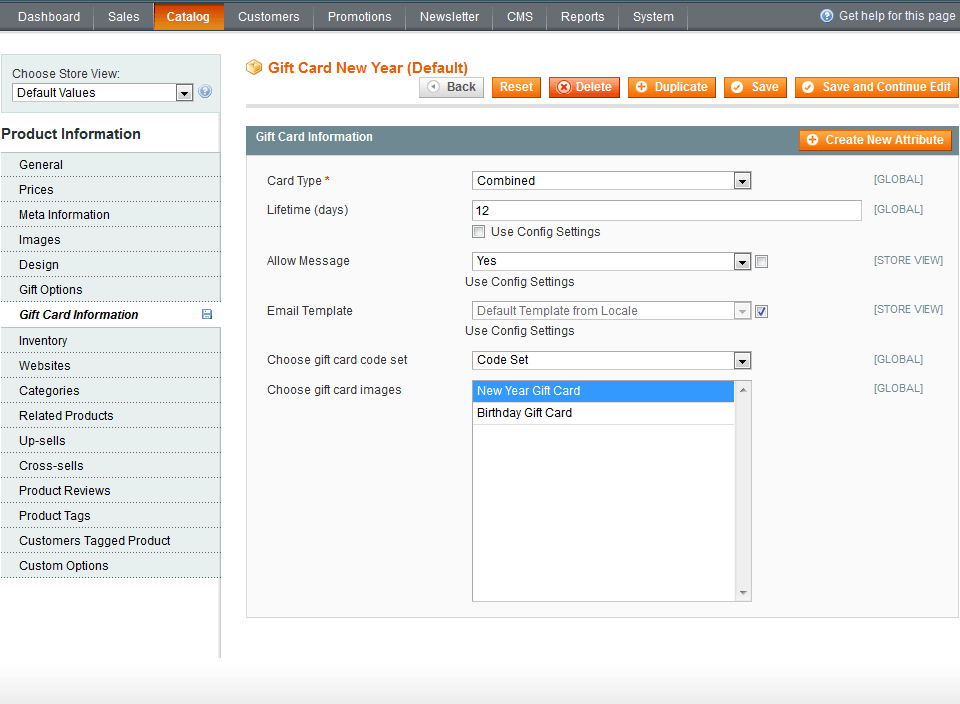 magento 2 gift card images selection