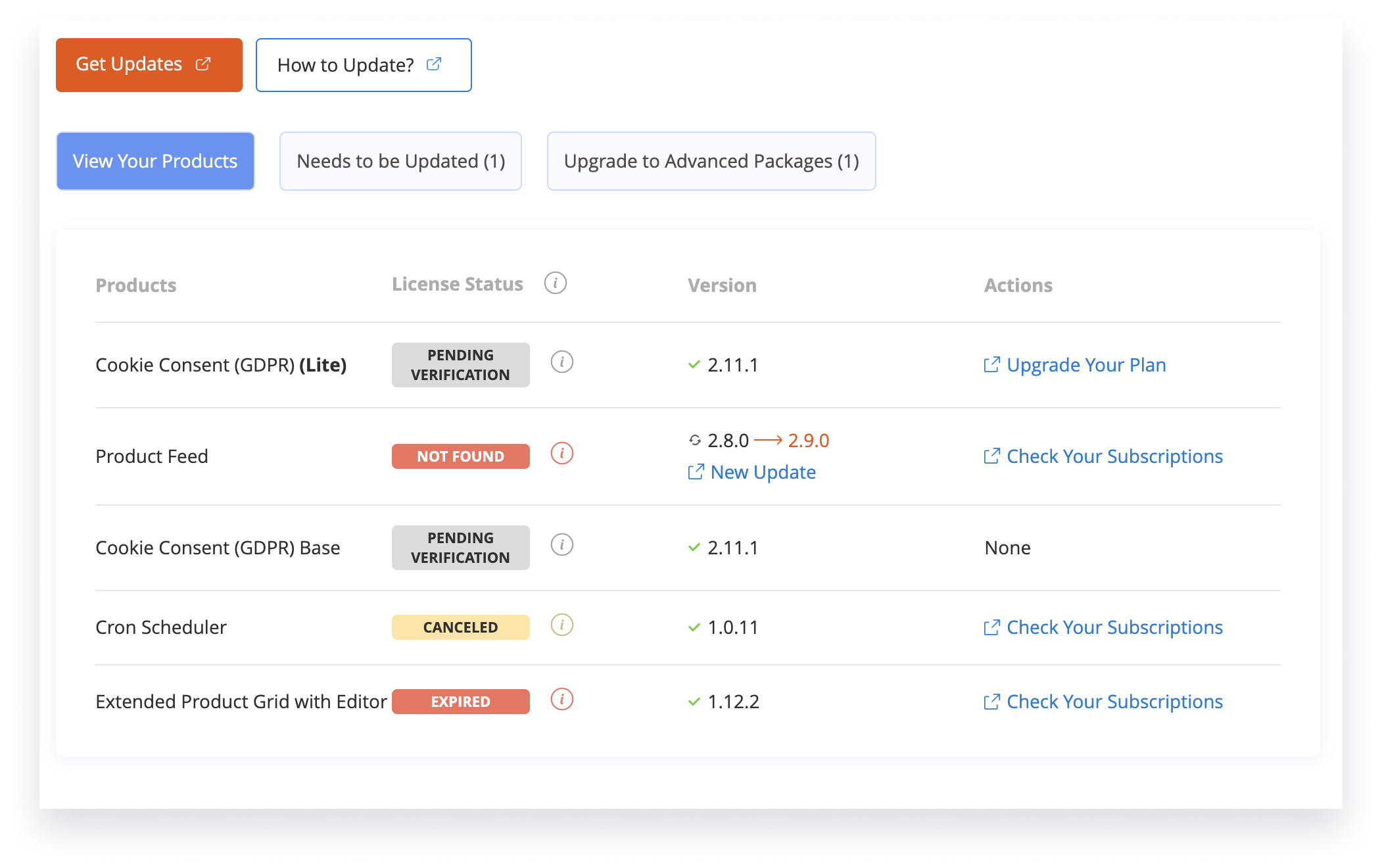 check the magento product license status