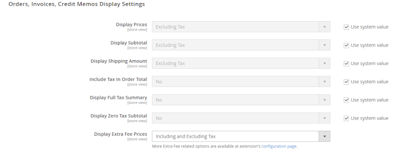 orders display settings